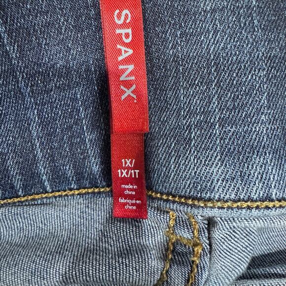 Spanx 1X High Rise Denim Jeggings Blue Stretch Skinny Ankle Plus Size - Picture 4 of 8